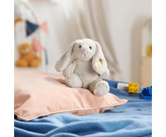 Margarete Steiff Steiff Hoppie triušis, 18 cm pliušinis zuikutis su lanksčiomis ausimis, minkštas žaislas vaikams, švelnūs draugai, judinamas ir plaunamas, šviesiai pilkas (080463)