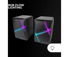 Kompiuterio kolonėlės Mars Gaming Msh, rgb flow žaidimų kolonėlė, apversti garsiakalbiai ir 10 w 3d erdvinis garsas, kompaktiška kolonėlė su garso reguliavimu, universali 3,5 mm lizdo jungtis, juoda