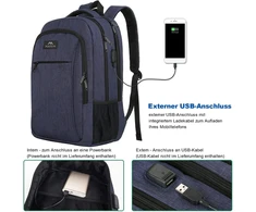 Matein Kuprinė 17.3" su Usb, kelioninė, vandeniui atspari, tamsiai mėlyna