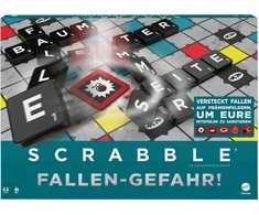 Mattel Games Hlm17 Scrabble Traps Danger (vokiška versija), kryžiažodžių stalo žaidimas, šeimos žaidimas suaugusiems ir vaikams nuo 10 metų