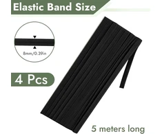 Maxmoc juoda elastinė juosta, 8 mm pločio, 5 m guminių juostų siuvimui, tvirta plokščia guminė juosta, elastinė juosta namų ūkiui, "pasidaryk pats", rankdarbiams, audiniams siuvimui