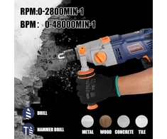 Maxpro smūginis gręžtuvas 1050 w 2800 rpm, reguliuojamo greičio mygtukas, smūginio gręžimo funkcija 2-in-1, 13 mm gręžimo griebtuvas, 360° besisukanti rankena