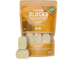 Mcbrikett flavour blocks, smulkinta mediena, gabaliukai, 800g, 100% natūralūs, itin ilgai išliekantis dūmo aromatas, citrusiniai