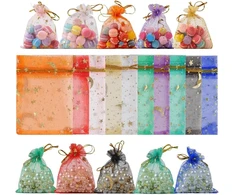 Megcdtr 100 vnt. organzos maišelių rinkinys, 9 x 12 cm organzos maišeliai, 10 spalvų papuošalų maišeliai, levandų maišeliai, dovanų maišelis iš organzos vestuvėms, gimtadieniui, kalėdoms, valentino dienai
