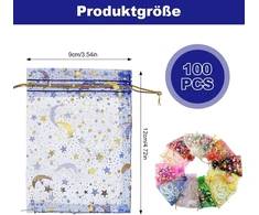 Megcdtr 100 vnt. organzos maišelių rinkinys, 9 x 12 cm organzos maišeliai, 10 spalvų papuošalų maišeliai, levandų maišeliai, dovanų maišelis iš organzos vestuvėms, gimtadieniui, kalėdoms, valentino dienai