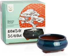 Mėlynas keraminis bonsai dubuo, 9x4.5x9 cm