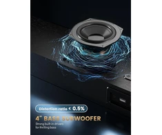 Kompiuterio kolonėlės Meredo medinis soundbar su integruotu žemų dažnių garsiakalbiu 150 W soundbar televizoriams "viskas viename", reguliuojamas aukštų ir žemų dažnių garsas, Arc/optical/aux/bt 5.0 su 5 Eq režimais, namų kinas, 71 cm