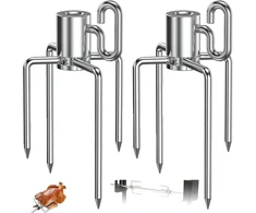 Mėsos spaustukai, 2 vnt. mėsos spaustukų rinkinys iešmams, nerūdijančio plieno bbq mėsos adatos, mėsos adata su fiksavimo varžtu, vištienos grilio šakutė su fiksavimo varžtu, dvigubas mėsos spaustukas, sidabrinis
