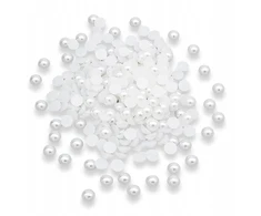 MIC Perlų imitacijos kabošonai, Abs plastikas, pusapvaliai, balti 7x3.5mm, 25g~280vnt