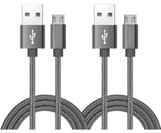 Micro Usb kabelis, 2 vnt., 0.6m, nailono pynė, greitas įkrovimas
