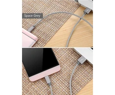 Micro Usb kabelis, 2 vnt., 0.6m, nailono pynė, greitas įkrovimas