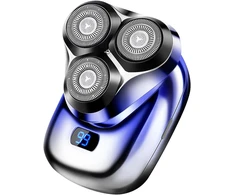 Mini elektrinis skustuvas, nešiojamas skustuvas, elektrinis vyriškas, usb belaidis elektrinis skustuvas, 3d besisukantis 3 skutimosi galvutės, barzdos trimeris, led rotacinis skustuvas, giliai valantis skustuvas vyrams (mėlynas)