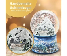 Minium Collection sniego gaublys žiemos kalėdų kalnų peizažas su tiltu, pagrindas – žiemos peizažas šviesiai mėlynas, su muzikos dėžute, aukštis 14 cm, plotis 10 cm, purtomas kamuolys 20256