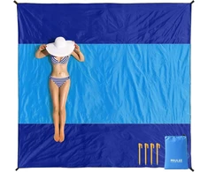 Miulee paplūdimio antklodė, atspari smėliui, vandeniui atsparus paplūdimio kilimėlis 200 x 210 cm, ypač didelė xxl pikniko antklodė, 4 tvirtinimo kampai, lauko antklodė, kempingo antklodė, kelioninė antklodė paplūdimiui, žygiams ir ekskursijoms