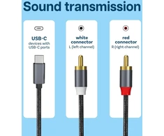 Mmobiel rca į usb-c audio kabelis - type-c į 2 rca male y skirstytuvas išmaniesiems telefonams, planšetiniams kompiuteriams, garsiakalbiams - 1.2 m