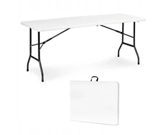 Modern Home Sulankstomas banketinis stalas į lagaminą 180 cm baltas, puikiai tinkantis renginiams