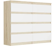 Moderni komoda 120 spintelė su 8 stalčiais R-120-s8 Mix Sonoma