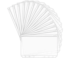 Moinkerin A5 formato segtuvų kišenės, 12 vnt., 6 skylės, permatomos pvc segtuvų užtrauktuku užsegamos kišenės, atsparios vandeniui, skirtos A5 formato užrašų knygutėms, segtuvų dokumentams, užrašinėms, kortelėms