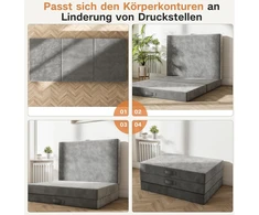 Molphit sulankstomas čiužinys 75 x 195 cm, sulankstomas čiužinys, svečių lova, pagamintas iš ypač storo 15 cm memory foam putų su nuimamu užvalkalu kelionėms, stovyklavimui, ant grindų, svečių lova, čiužinys
