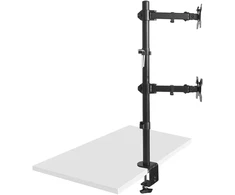 Monitorius Maclean Mc-967 vertikalus dvigubas monitoriaus laikiklis 13-27 colių oled qled lcd ir led monitoriams iki 9kg, monitoriaus rankos stalo laikiklis, pasukamas, pakreipiamas, pasukamas vesa 75 x 75 100 x 100