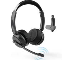 Monodeal Bluetooth ausinės su mikrofonu, belaidės ausinės su Ai triukšmo slopinimu ir nutildymo mygtuku, 45 valandų skambučiai, Bluetooth V5.2 ausinės, skirtos Pc, biurui, skambučių centrui, Microsoft Skype