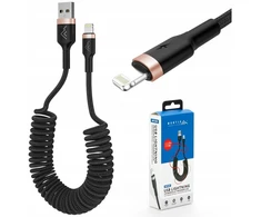 Montis Mt129 Usb-a į Lightning spiralinis laidas, 1.5m, juodas