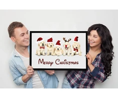 Moonworks® Durų kilimėlis Kalėdiniai šunys su Kalėdine kepure Merry Christmas Neslystantis ir plaunamas juodas 60 x 40 cm