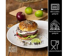 Moritz &amp; Moritz Basic lėkščių rinkinys 6 asmenims, modernus, skersmuo 27 cm, aukštos kokybės porceliano indų rinkinys, baltas, plokščios lėkštės, 6 vnt. rinkinys, puikiai tinka kaip vakarienės lėkštės, stalo įrankiai ir serviravimo lėkštės