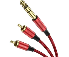 Moswag 6,3 mm jack į rca kabelis, rca audio kabelis 10 m, jack kabelis, jack kištukas į 2 x rca male stiprintuvui, mikšeriui, garsiakalbiui ir stereo sistemai