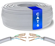 Mr. Tronic 100 m ethernet tinklo kabelis cat 6, lan tinklo kabelis greitam ir patikimam internetui, awg24 masės kabelis cat 6, didelis kabelis 1 gbps, 250 mhz, utp cca (100 metrų, pilkas)