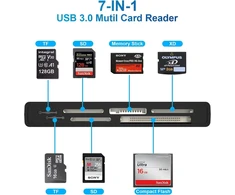 Multi sd kortelių skaitytuvas usb 3.0, sd/tf/cf/ms/xd 5 gbps didelės spartos atminties kortelių skaitytuvas, skirtas sdxc sdhc micro sd cf ms mmc kortelėms, sony memory stick pro duo adapteris, skaito 5 korteles vienu metu