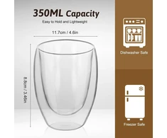 Mumdoyal Dvisienės latte macchiato stiklinės, stilingos ir praktiškos (2 x 350 ml)