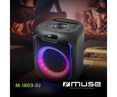 Kompiuterio kolonėlės Muse M-1803 bluetooth vakarėlių kolonėlė, 150 W, šviesos efektai, maitinimas iš tinklo ir baterijos, 1 mikrofonas, stereo poravimo funkcija