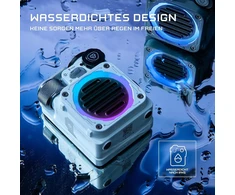 Kompiuterio kolonėlės Muzen cyber-cube bluetooth kolonėlė maža, nešiojama mini kolonėlė su rgb šviesos žibintu, ipx5 atspari vandeniui, skirta žaidimams, vakarėliams, dušui, stovyklavimui, lauke, tėčiui, vyrams, balta