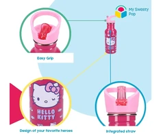 My sweety pop gertuvė mergaitėms Hello Kitty - nerūdijantis plienas - lovelė - vaikų darželis - mokykla - atostogos - maistas - 22 cm - 500 ml - hidratacija - dovanos idėja - butelis (hello Kitty - rožinė)
