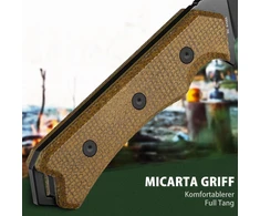 Nedfoss Boar išgyvenimo peilis, 10.5 cm Full Tang D2 plieno lauko peilis su micarta rankena, aštrus bushcraft peilis su ugnies skeltuvu, jadg peilis su kydex dėklu, ride peilis stovyklavimui, žvejybai
