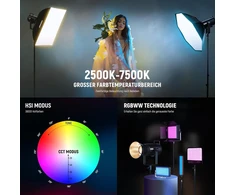 Neewer Cb200c 200w Rgbww Cob Led vaizdo šviestuvas, App/2.4g 360° spalvų 2500k-7500k (duv±0.0003) 23000lux/m Bowens metalinis korpusas tyli nuolatinė šviesa Tlci/cri97+ fotografijai ir video įrašams
