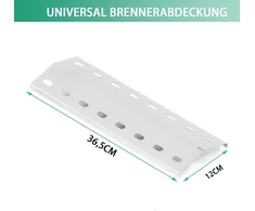 Nerūdijančio plieno degiklio dangtelis, skirtas Enders Chicago 3, Enders Boston Pro 3k, 36,5 x 12 cm, universalios atsarginės dalys liepsnos skirstytuvas, skirtas Enders Boston 6 Kr Turbo, Tepro 3561, Barbecook Brahma 4.0