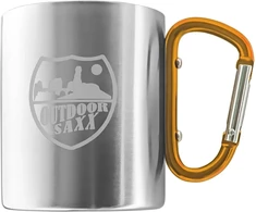Nerūdijančio plieno puodelis su karabinu, 250 ml, oranžinis