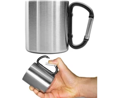 Nerūdijančio plieno stovyklavimo puodelis su karabinu, 250ml