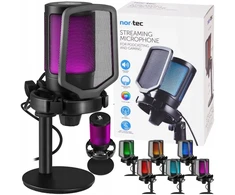 Nor-tec stream gaming profesionalus rgb pc mikrofonas