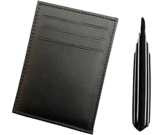 Novum Selection plonas kreditinių kortelių dėklas su rfid apsauga, 10,2 x 7,2 x 0,1 cm, dokumentų dėklas vyrams ir moterims, pagamintas iš juodos dirbtinės odos, 6 kortelės, 1 skyrius banknotams, juodas, 10,2 x 7,2 x 0,1