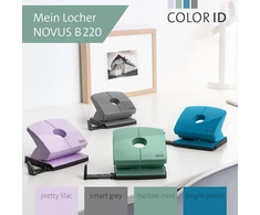 Novus B220 Colour Id 2.0 skylamušis (20 lapų talpa, tvirtai užsifiksuojantis atramos bėgelis, metalinės funkcinės dalys) Mellow Mint