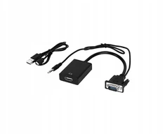 Televizorius Ntiinnovations Vga + stereo audio į Hdmi vaizdo konverteris, juodas
