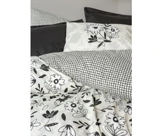 Patalynės komplektas Nuit Des Rêves Premium Ranforce dvigulis antklodės užvalkalų komplektas (200x200 cm), juodas, 100% medvilnė, 2 pagalvių užvalkalai (80x80 cm), pigmentinis spausdinimas, skalbiamas skalbimo mašinoje, užsegamas sagomis