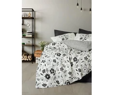 Patalynės komplektas Nuit Des Rêves Premium Ranforce dvigulis antklodės užvalkalų komplektas (200x200 cm), juodas, 100% medvilnė, 2 pagalvių užvalkalai (80x80 cm), pigmentinis spausdinimas, skalbiamas skalbimo mašinoje, užsegamas sagomis