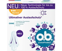 O.b. Tamponai Extraprotect Normal, pakuotė iš 56 &amp; Extraprotect Super, tamponai gausioms dienoms su Dynamic Fit technologija ir itin apsauginiais sparneliais, užtikrinantys maksimalią apsaugą nuo pratekėjimo* (1 x 42 vienetai)