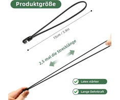 Obidodi įtempimo elastinės juostos su kabliukais, 15 cm, 30 vnt. pakuotė, ekspanderiai su kabliukais, tentų įtempikliai, palapinės guma, guminiai įtempikliai tinklams, reklamoms, stovyklavimui, juodi
