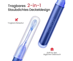 Oclean Ease elektrinis dantų šepetėlis mėlynas, nešiojamas soninis dantų šepetėlis tinkamas kelionėms, usb įkraunamas dantų šepetėlis su 3 šepetėlių galvutėmis, soninis elektrinis dantų šepetėlis su laikmačiu, 2 valymo režimai su sieniniu laikikliu