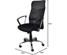 Officer Products Corfu biuro kėdė, ergonomiška rašomojo stalo kėdė, pasukama kėdė, membrana, audinys ir dirbtinė oda, biuro kėdė su ratukais, spalva: juoda